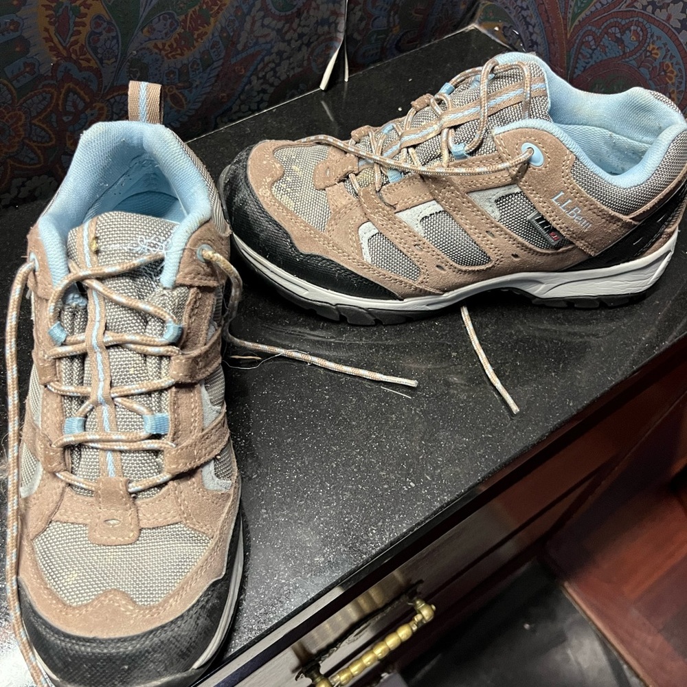 Women’s L.L. Bean Tan and Blue Trail Shoes